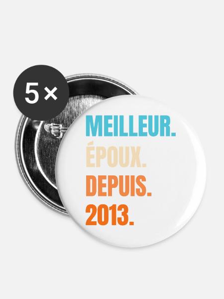Bester Ehemann seit 2013 Geschenk-Ehemann - Buttons groß 56 mm (5er Pack) - Weiß
