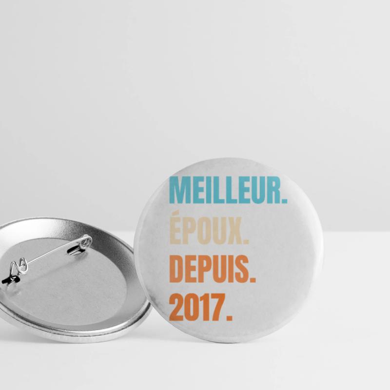 Bester Ehemann seit 2017 Geschenk-Ehemann Buttons groß 56 mm (5er Pack)