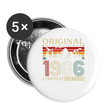 45. Geburtstag Geschenk Mann Vintage März 1986 - Buttons groß 56 mm (5er Pack) - Weiß - Vorne