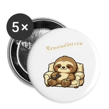 Faultier Serienchiller Wortspiel Spruch - Buttons groß 56 mm (5er Pack) - Weiß - Vorne
