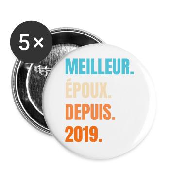 Best Husband Since 2019 Gift Husband - Buttons large 2.2''/56 mm (5-pack) - white - Front