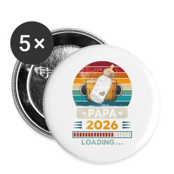 Papa 2026 en chargement. - Lot de 5 grands badges (56 mm) - blanc - Devant