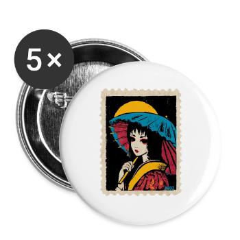 Geisha Neon Umbrella - Buttons large 2.2''/56 mm (5-pack) - white - Front