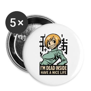 Tote im Cartoon-Tee - Buttons groß 56 mm (5er Pack) - Weiß - Vorne