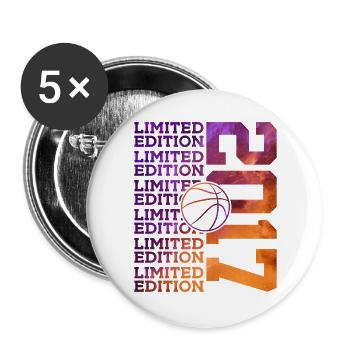 LIMITED EDITION 2017 BASKETBALL 9. GEBURTSTAG - Buttons groß 56 mm (5er Pack) - Weiß - Vorne