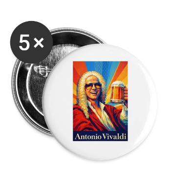 Vivaldi Beer Pop Art - Buttons large 2.2''/56 mm (5-pack) - white - Front