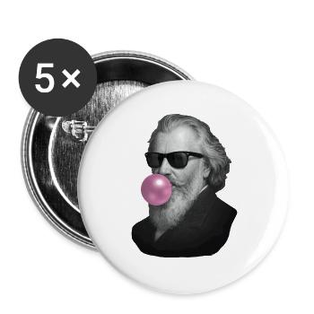 Grauer Gentleman mit Pinkem Kaugummi - Buttons groß 56 mm (5er Pack) - Weiß - Vorne