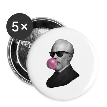 Rétro Gentleman avec du chewing-gum - Lot de 5 grands badges (56 mm) - blanc - Devant