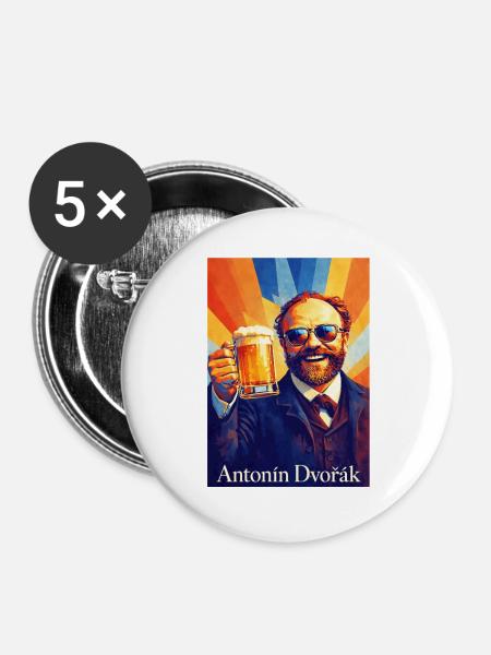 Historischer Feierabendheld - Buttons groß 56 mm (5er Pack) - Weiß