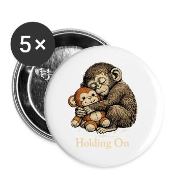 Punch Macaque Holding On Emotional Monkey Plush - Buttons large 2.2''/56 mm (5-pack) - white - Front