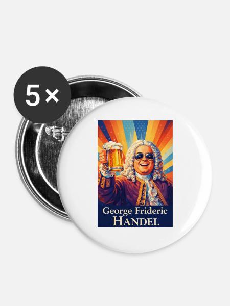 George Frideric Handel - Buttons groß 56 mm (5er Pack) - Weiß