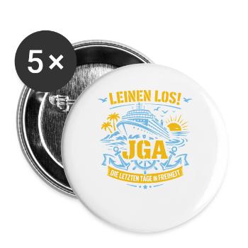 Leinen Los! JGA auf hoher See - Buttons groß 56 mm (5er Pack) - Weiß - Vorne