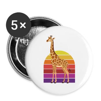 Retro Giraffe Vintage Sunset - Buttons large 2.2''/56 mm (5-pack) - white - Front