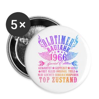 60th Birthday 60 Years Decoration 1965 Gift Funny - Buttons large 2.2''/56 mm (5-pack) - white - Front