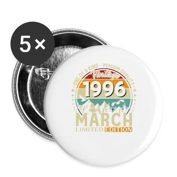 30th Birthday Gift Husband Vintage March 1996 - Buttons large 2.2''/56 mm (5-pack) - white - Front