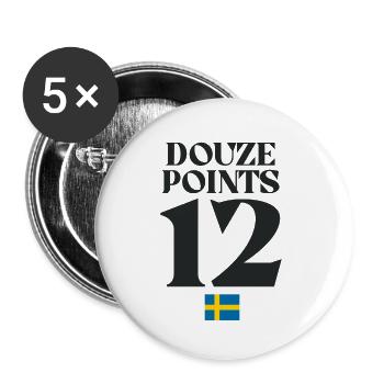 Zwölf Punkte Schweden Eurovision - Buttons groß 56 mm (5er Pack) - Weiß - Vorne