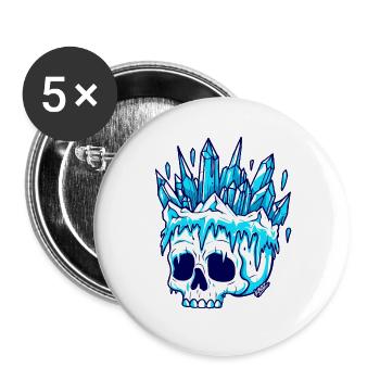 Winterkristallschädel - Buttons groß 56 mm (5er Pack) - Weiß - Vorne