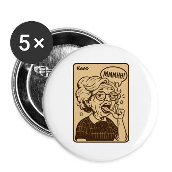 Vintage-Oma-Mmmhh-Ausdruck - Buttons groß 56 mm (5er Pack) - Weiß - Vorne