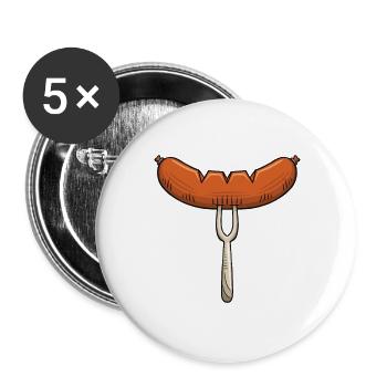 Bratwurst Grill Outfit Fans de grill Amoureux de saucisses - Lot de 5 grands badges (56 mm) - blanc - Devant
