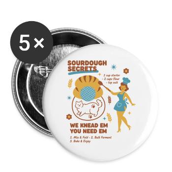Sauerteig-Geheimnisse Brotbacker Sauerteigbäcker - Buttons groß 56 mm (5er Pack) - Weiß - Vorne