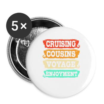 Cousins Kreuzfahrt Kreuzfahrtschiff - Buttons groß 56 mm (5er Pack) - Weiß - Vorne