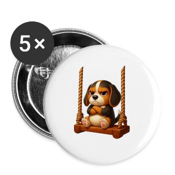Grumpy Beagle Cartoon Dog Playground Swing - Buttons large 2.2''/56 mm (5-pack) - white - Front