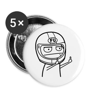 FU Meme mit Motorradhelm (Farben änderbar) - Buttons groß 56 mm (5er Pack) - Weiß - Vorne