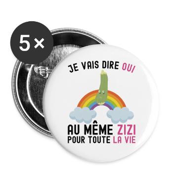 Future Mariée EVJF Le Même Zizi Pour Toute La Vie - Lot de 5 grands badges (56 mm) - blanc - Devant
