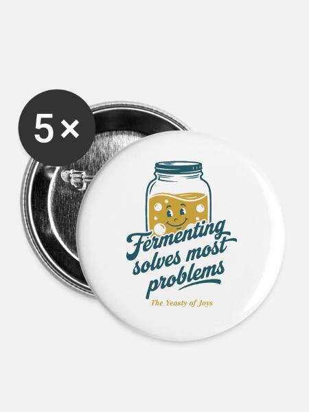 Sauerteigbrot Backen Bäcker Sauerteig - Buttons groß 56 mm (5er Pack) - Weiß