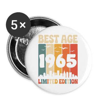 1965 Retro Birthday 1965 Vintage 1965 - Buttons large 2.2''/56 mm (5-pack) - white - Front