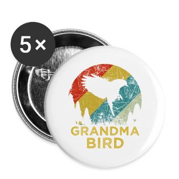 Mama Bird Retro 70s Mothers Day Shirt - Buttons large 2.2''/56 mm (5-pack) - white - Front