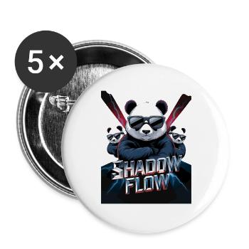 Shadow Flow Panda Crew avec des lunettes de soleil stylées - Lot de 5 grands badges (56 mm) - blanc - Devant