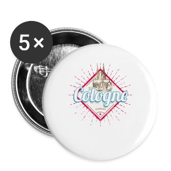 Cologne City Germany Retro Cathedral Vintage Souvenir - Buttons large 2.2''/56 mm (5-pack) - white - Front