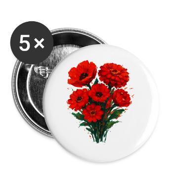 Red Poppies Watercolor - Buttons large 2.2''/56 mm (5-pack) - white - Front