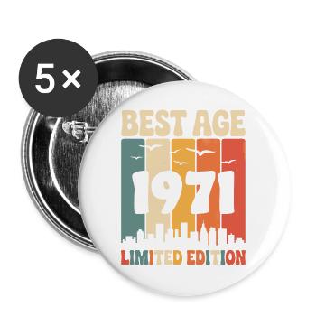 1971 Retro Birthday 1971 Vintage 1971 - Buttons large 2.2''/56 mm (5-pack) - white - Front
