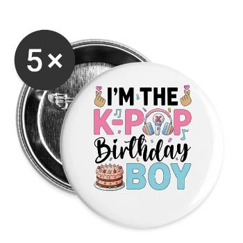 I'm The K-Pop Birthday Boy - Buttons large 2.2''/56 mm (5-pack) - white - Front