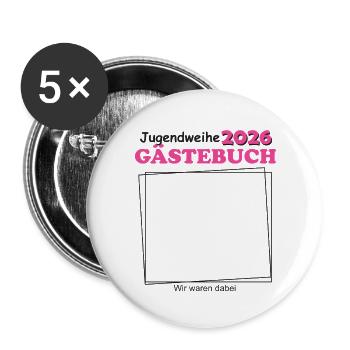 Jugendweihe 2026 Guestbook for Teenage Girls - Buttons large 2.2''/56 mm (5-pack) - white - Front