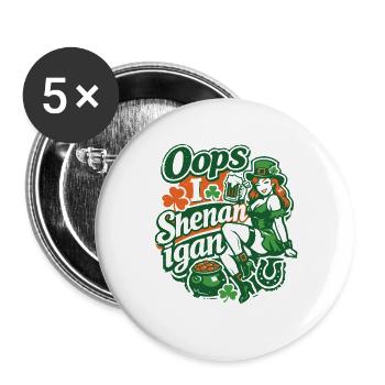 Oops I Shenan-igan Leprechaun St Patrick Girl - Buttons groß 56 mm (5er Pack) - Weiß - Vorne