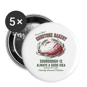 Sourdough Bread Baking Baker Sunstone Bakery - Buttons groß 56 mm (5er Pack) - Weiß - Vorne