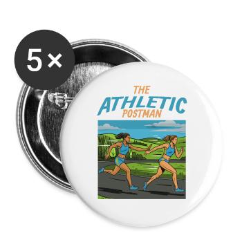 Course de relais : Le facteur athlétique - Lot de 5 grands badges (56 mm) - blanc - Devant