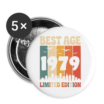  1979 anniversaire rétro 1979 vintage 1979 - Lot de 5 grands badges (56 mm) - blanc - Devant