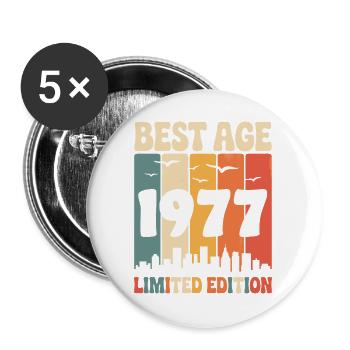 1977 Retro Birthday 1977 Vintage 1977 - Buttons large 2.2''/56 mm (5-pack) - white - Front