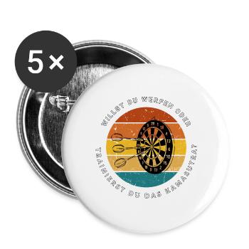 Retro-Sonnenuntergang Darts - Buttons groß 56 mm (5er Pack) - Weiß - Vorne