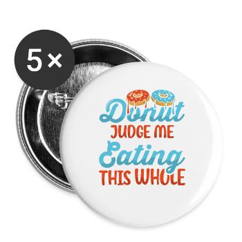 Donut fast food - Buttons large 2.2''/56 mm (5-pack) - white - Front