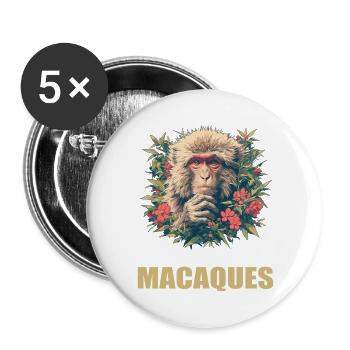 Makaken Makake - Buttons groß 56 mm (5er Pack) - Weiß - Vorne
