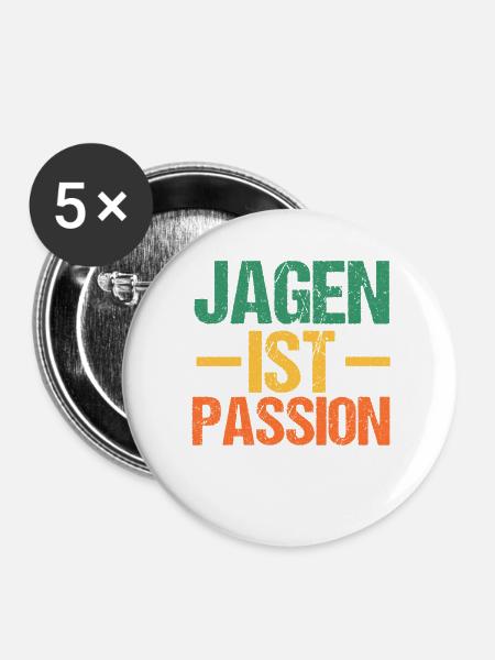 Jagd Jagen Waidmann Jäger - Buttons groß 56 mm (5er Pack) - Weiß