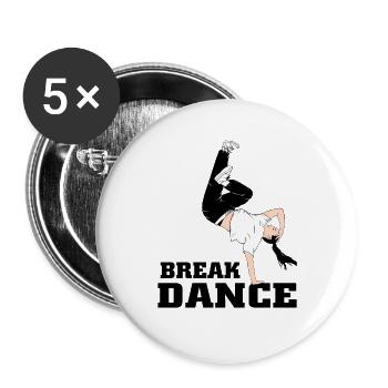 Breakdance - Breaking Sport - Buttons groß 56 mm (5er Pack) - Weiß - Vorne