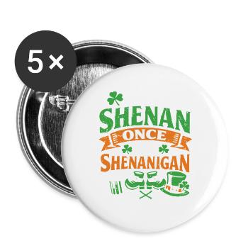 Ready vor Shenanigans | St. Patrick's Day - Buttons groß 56 mm (5er Pack) - Weiß - Vorne