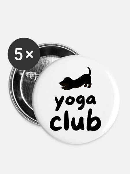Yoga Club - Dog Pose - Buttons groß 56 mm (5er Pack) - Weiß
