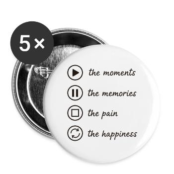 Mindfulness, Moments, Memories, Happiness - Buttons large 2.2''/56 mm (5-pack) - white - Front